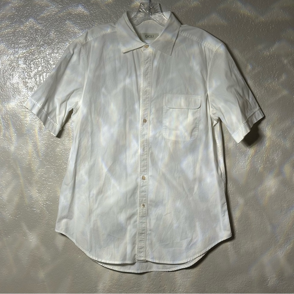 Gigli Men's Short Sleeve White Casual Button Down Shirt Size 52